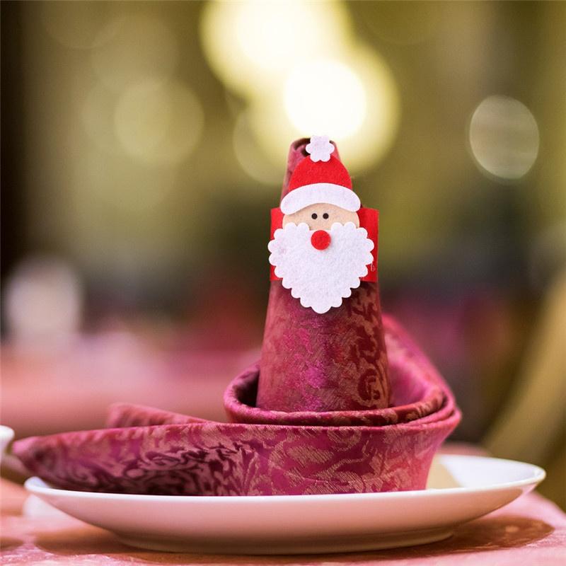 4PCS Christmas Santa Claus Napkin Rings Serviette Holder Table Napkin Holders Banquet Dinner Table C