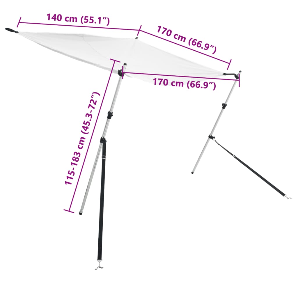 T Top Sunshade Extension White 170 x 170 x (115 183) cm