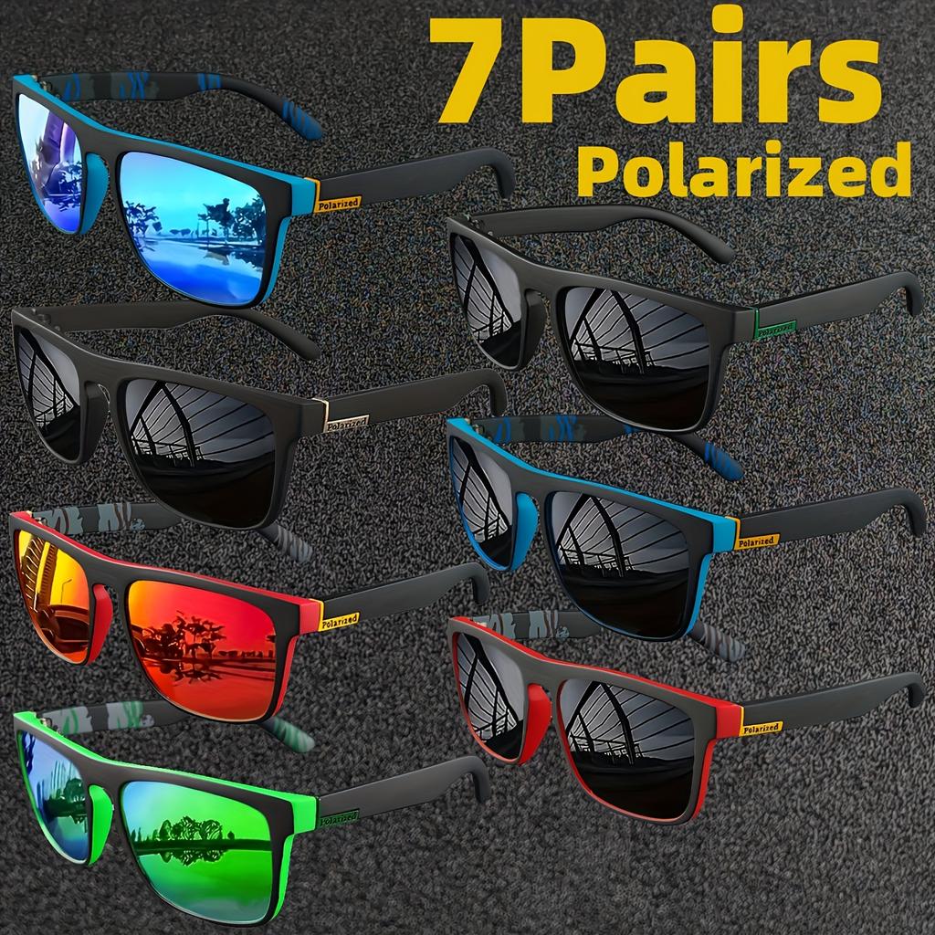 7Pairs Special Offer Square Polarized Sunglasses Anti Glare Sun Shades For Summer Party Vacation Travel Driving Fishing Glasses