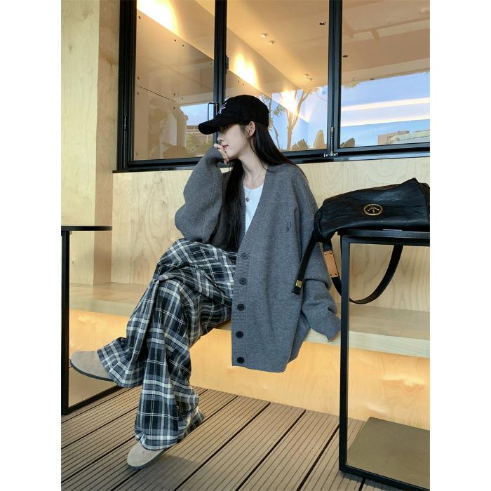 Women's clothing autumn new lazy style loose and thin versatile small fashion versatile sweater knitted jacket