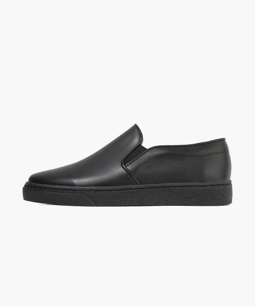 [FIRENZE ATELIER] Full-Grain Cowhide All-Black Simple Slip-On 4005-AB