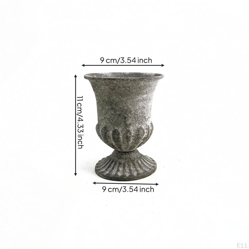 Decorative Iron Planter Ornamental Footed Vase Matte VintageStyle Light Gray C High Foot