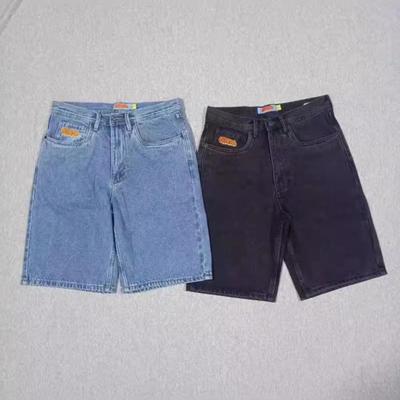American Retro New Y2K Antique Patchwork Embroidered Irregular Denim Shorts for Men and Women Loose Harajuku Casual Shorts
