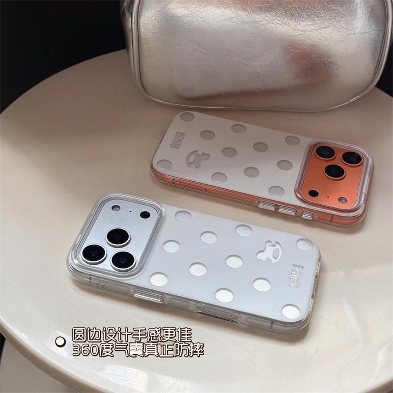 INS Polka Dot Rocking Horse Phone Case For iPhone 17 Pro 16 15 14 Pro Max with Double-Sided IMD Shockproof 17pro Cover Cases