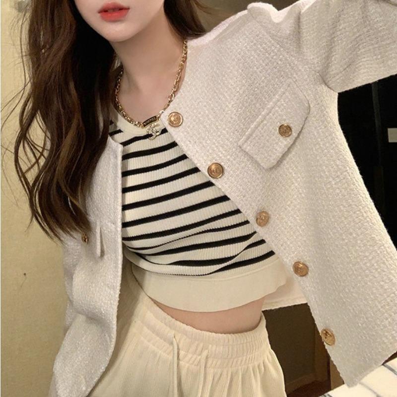 Xiaoxiangfeng Short Jacket Women's Spring and Autumn New Korean Style High-end Lady Temperament Chic Long-sleeved Top