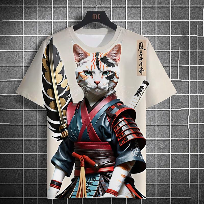 Fashion Japanese Ukiyo-e Cats Graphic T Shirts Summer Trend Short Sleeve Men Women 3D Printed T-shirts Casual Harajuku Tees Tops