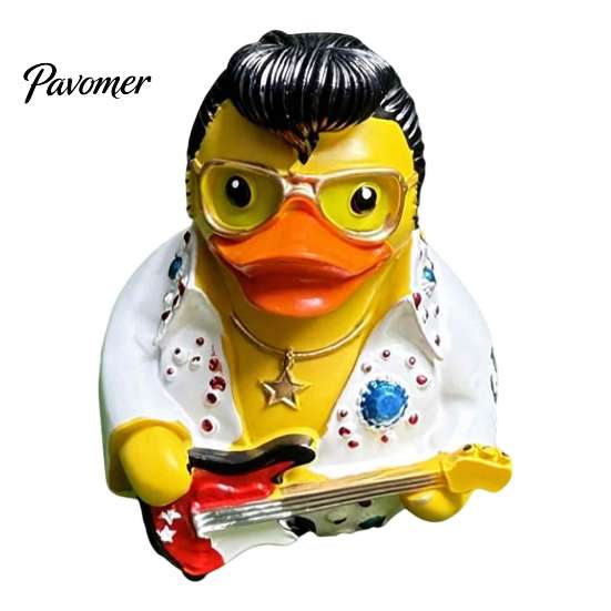 Unique Gift for Musicians Rock & Roll Duck Figurine, Resin Jumpsuit Statue with Guitar And Figurine Desktop Car Dashboard Decoration, Collectible