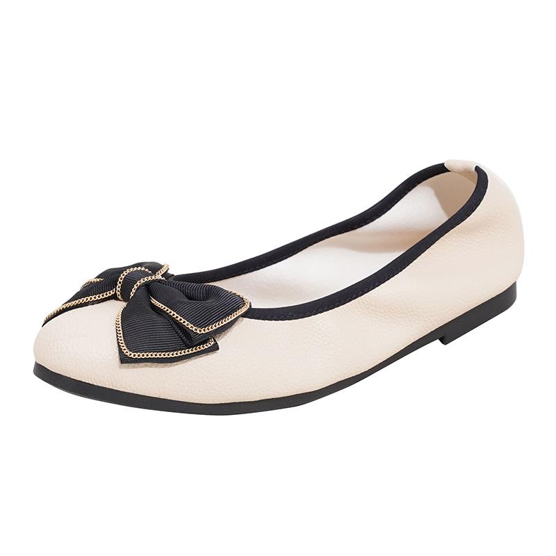 Casual Bow Flat-soled Single Shoes Women's Spring and Summer New Soft-soled Ladyshoes Large-size Women's Shoes 41-43