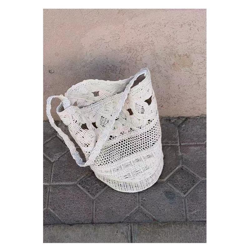 [AAB] Spring and summer new hand-woven hollow tote bag women s lazy vacation style shoulder bucket bag