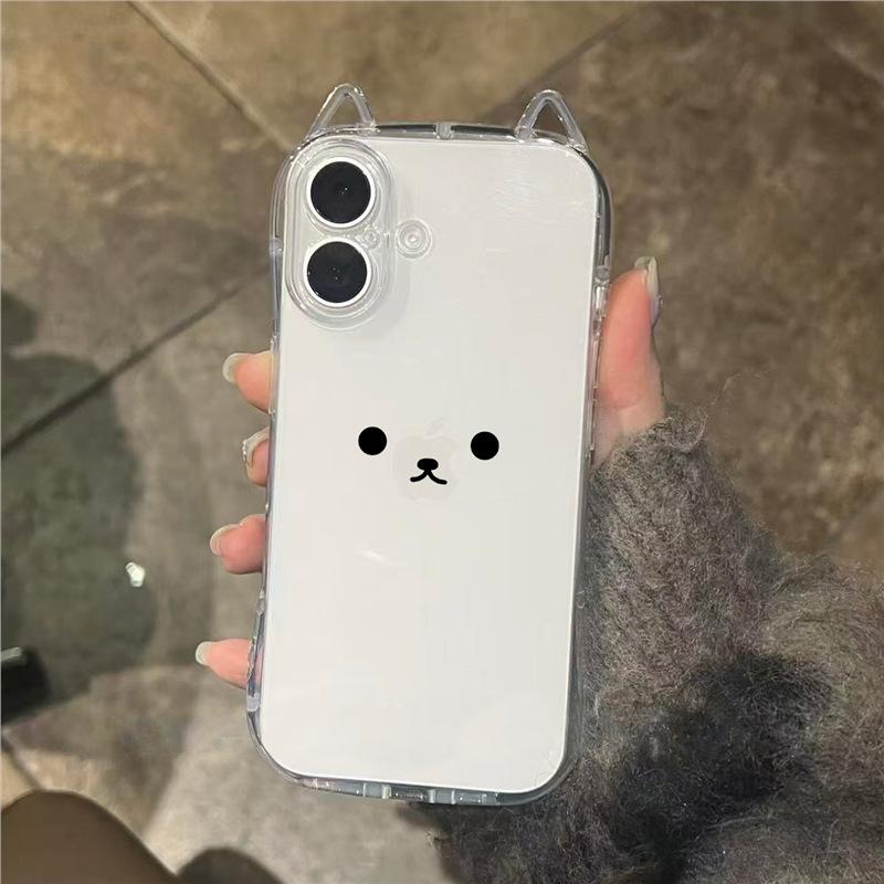Cute Expression Small Waisted Cat Ear Shell for Apple 16promax Mobile Phone Case New Model for IPhone15plus Set