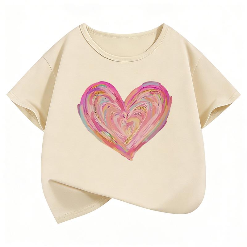 Artistic Love Heart Colorful Design Funny T Shirts Printed Kids Childrens Tshirt Boys Girls Summer Spring Casual Top Tee Shirt 110