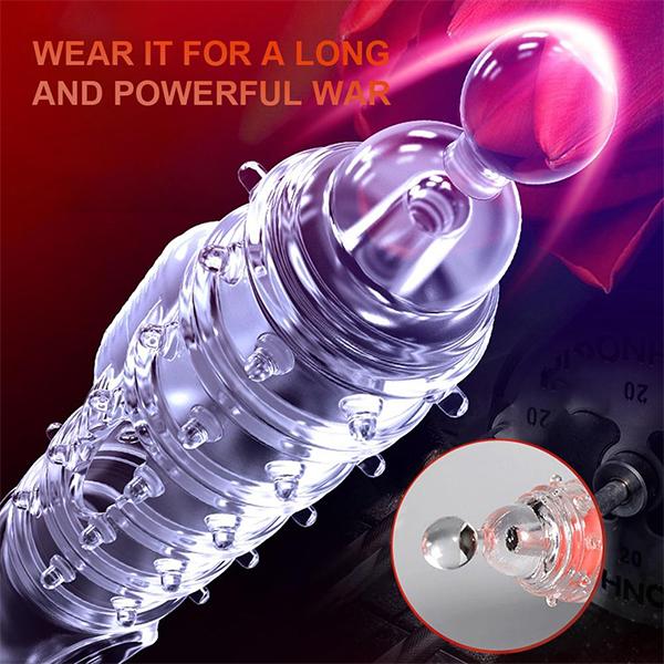Highly Elastic Crystal Condom Reusable Penis Extender Sleeve Delay Ejaculation Penis Enlargement Intimate Goods Sex Toys for Men