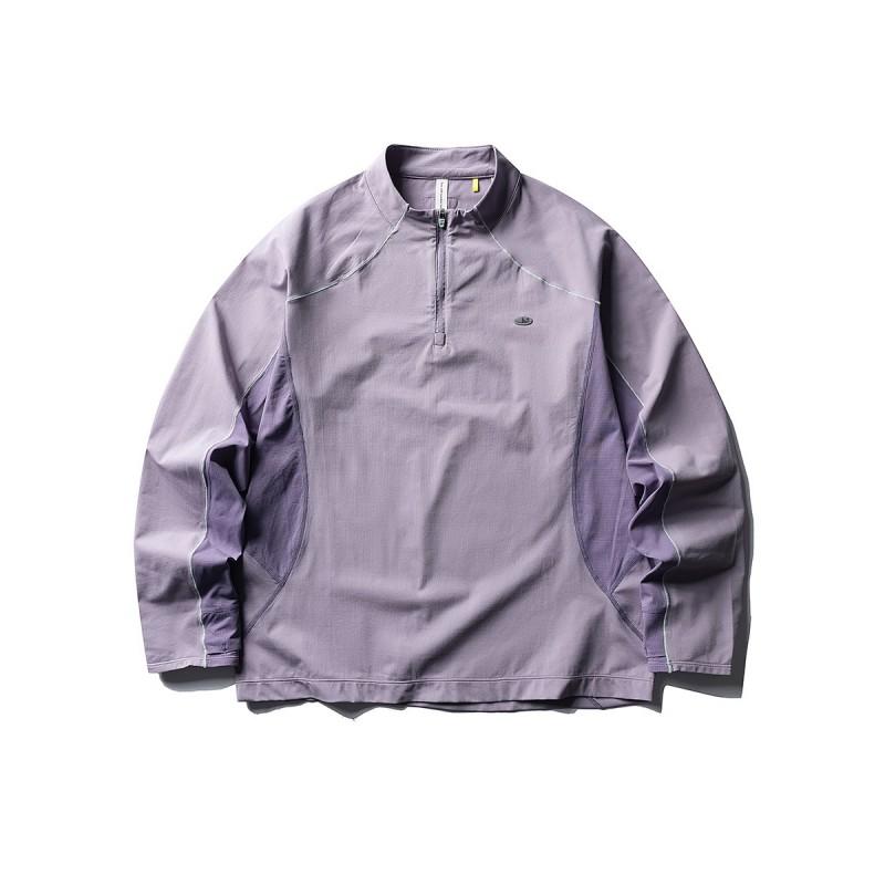 Mens Womens Quick Dry Long Sleeve T-Shirt With Half Zip Collar Loose Fit UV Protection Hiking Sport Shirt