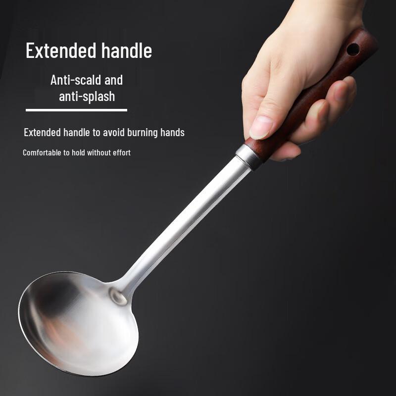 Food-Grade 304 Stainless Steel Ladle with Wooden Handle