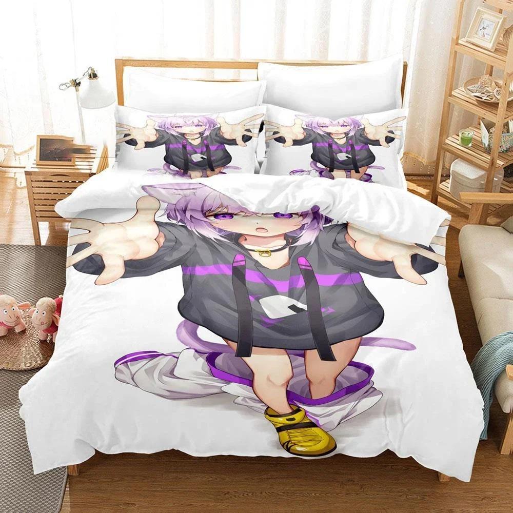 Anime Nekomata Okayu Bedding Set For Bedroom Soft Modern Bedspreads Comefortable Kids Duvet Cover Quilt Cover And Pillowcase
