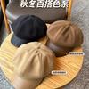 Autumn and Winter Woolen Octagonal Hat Female Face Little Girl Literary Newsboy Hat Tide Advanced Sense