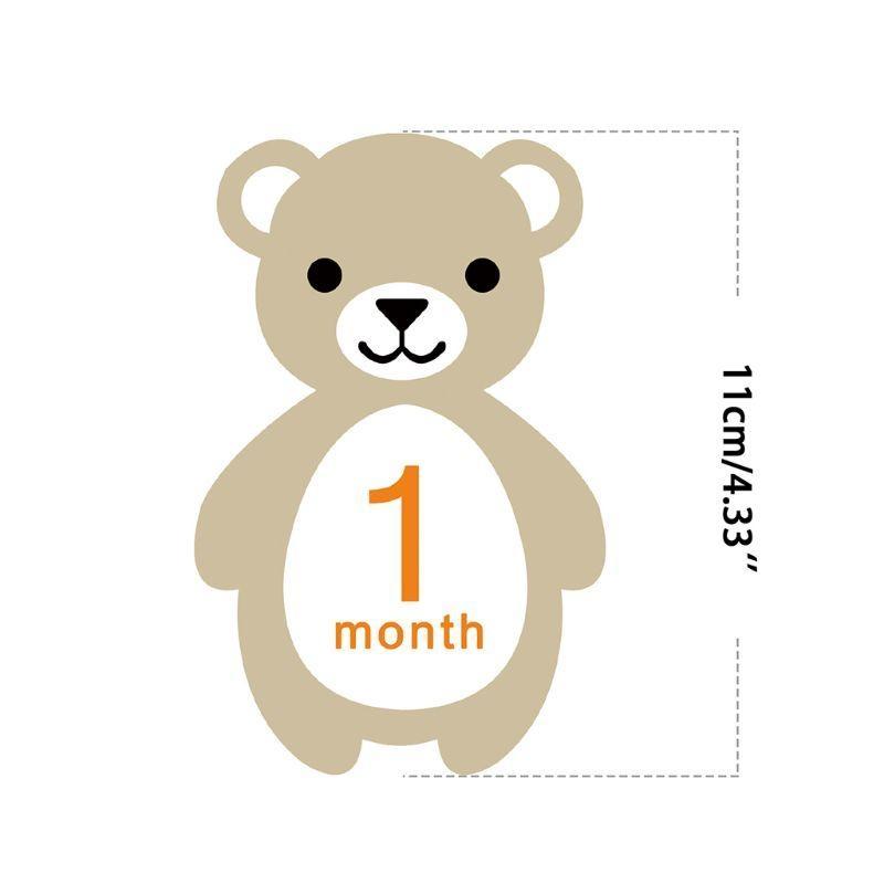 W89C Animals Baby Milestone Stickers Unisex Newborn Photo Stickers Belly Stickers Jungle Newborn Gender Neutral 12 Count