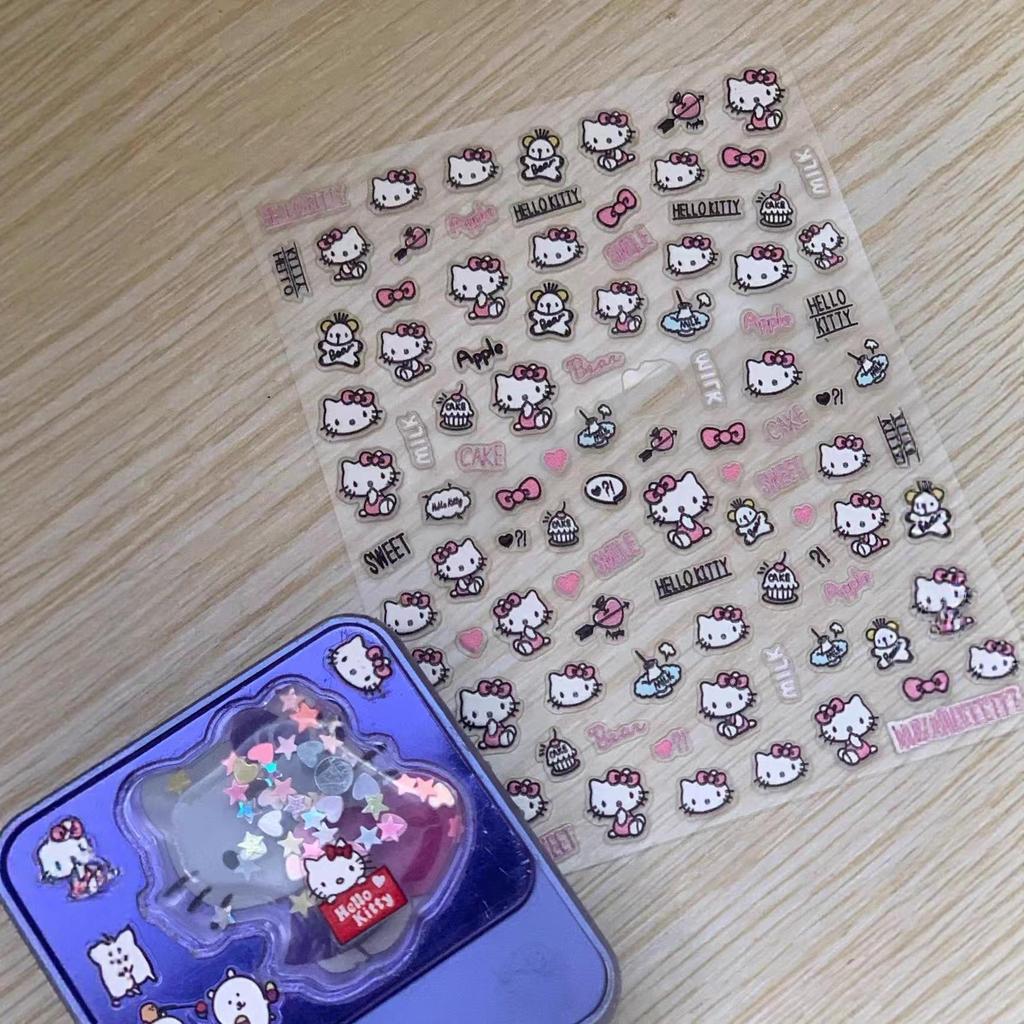 Hello Kitty 3D Embossed Nail Art Stickers - Glue-Free, Mixed Pack