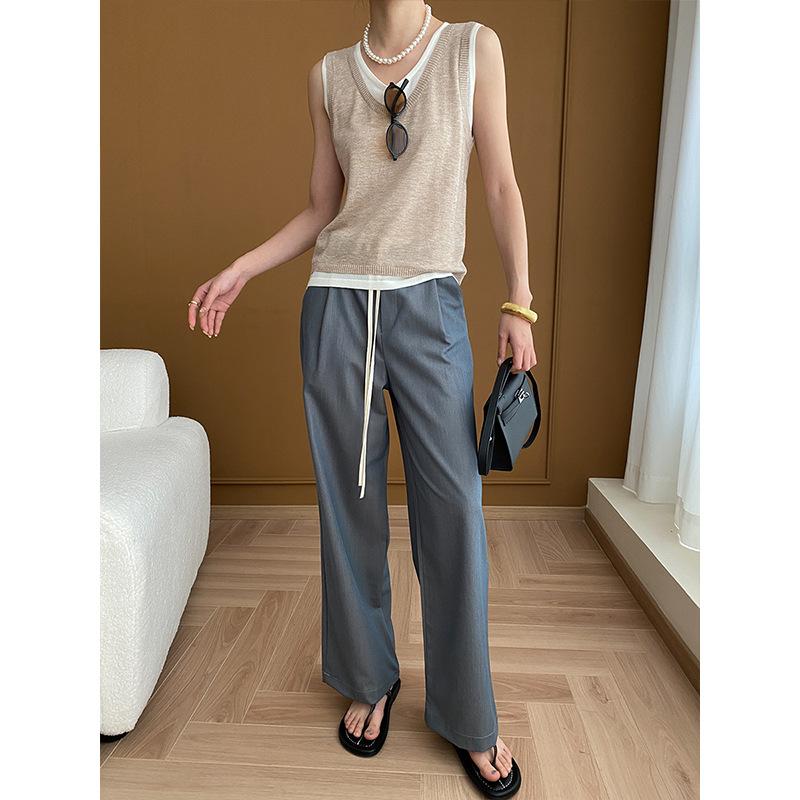 Patchworkový design Dojížděcí splývavé mopové oblekové kalhoty Brzké jaro