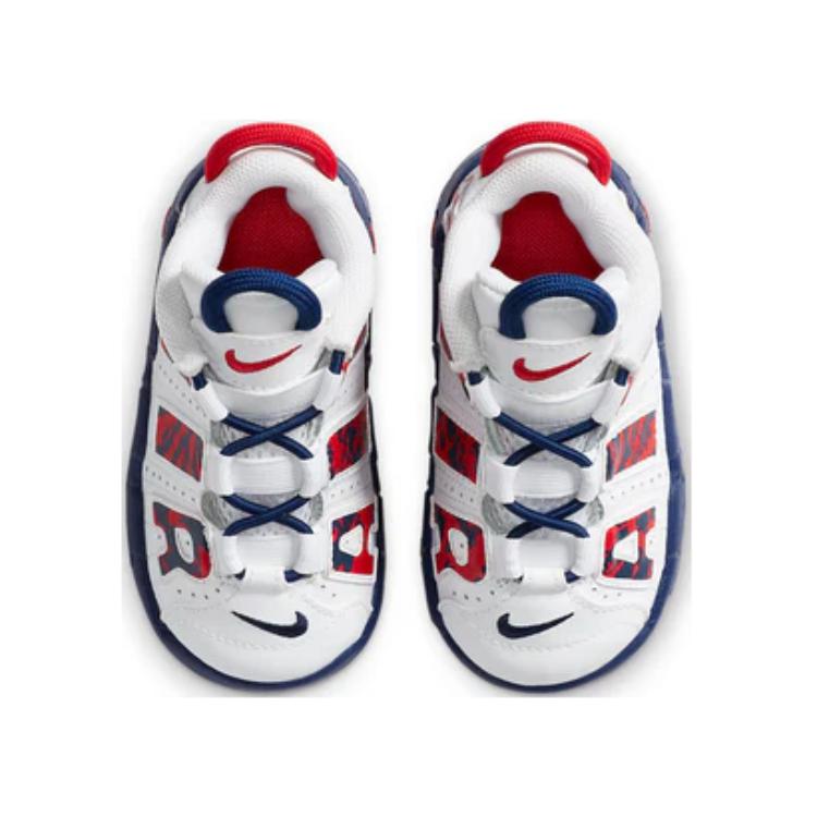 Nike Scarpe per Bambini Air More Uptempo Antiscivolo Resistenti all'Abrasione Equilibrio Mid-top Bianco Blu Rosso Neonati e Bambini CZ7887-100