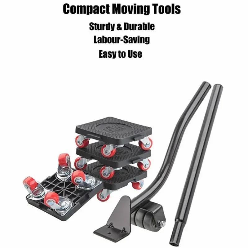 6Pcs/Set Furniture Mover Tool Transport Lifter Heavy Stuffs Moving Wheel Roller Bar Hand Labor Saving Portable Detachable Tools