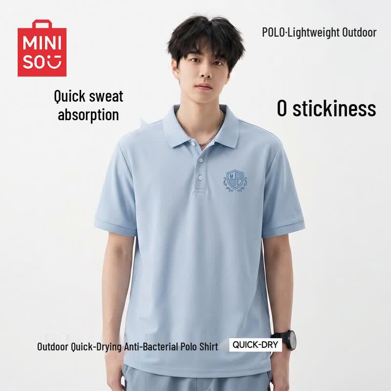 MINISO Men s College Style Short Sleeve Polo Shirt M