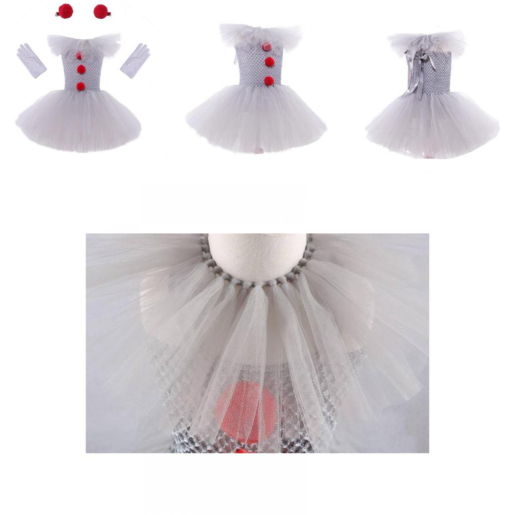 Soft And Fluffy Clown Girls Dress Set For Masquerade Parties