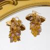 Vintage Western Grape Skewer Agate Colored Stone Earrings Electroplated Simple Luxury Versatile Style