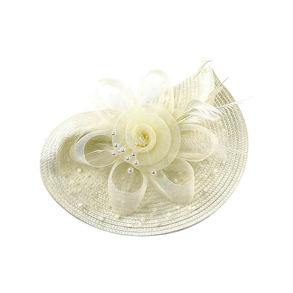 Fashion Mesh Ribbons Fascinator Caps Flower Feather Elegant Hair Drop Fascinator Hat Headwear Bridal Wedding