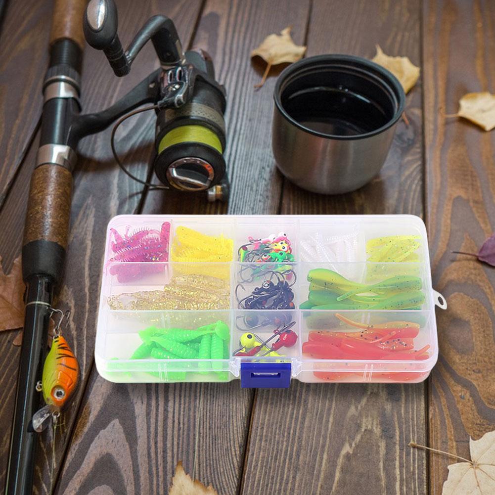 115pcs T Tail Soft Bait Set with Jig Head Hook Fishing Lure Accessories Set Soft Fishing Lure Tackle Box