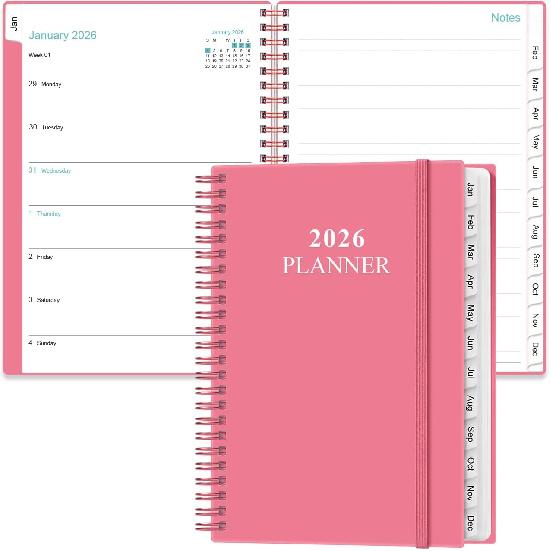 2026 Planner - Weekly & Monthly Planner from January 2026 - December 2026, Planner 2026 with Flexible Cover, Tabs, Inner Pocket, 6.4" x 8.5", Black
