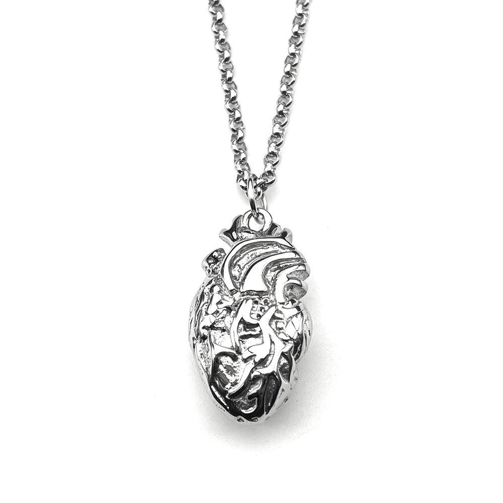 Human Heart Organ One Side Vivid Pendant Necklace Stainless Steel Chain Punk Party Women Men Doctors Nurses Jewelry Gift