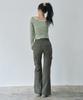 WAARFORWOMAN W1154 D-Ring Cargo Bootcut Pants_Charcoal