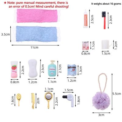 Casa delle Bambole Miniatura Accessorio Bagno Pratico Asciugacapelli Specchio Kit Modello Giocattoli per Bambini Mini Bagno Strumento per Vestirsi Accessori