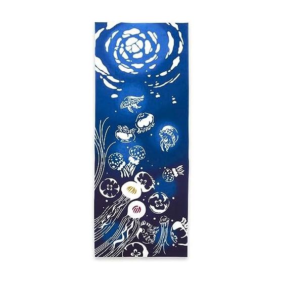 Miyamoto Towel Tenugui Kenema Dyed Tenugui Summer Jellyfish Made in Japan Navy Approx. 35x90cm 50212