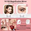 Rechargeable Travel Makeup Vanity Mirror with Lights and Magnification Portable 1X 10X Magnifying Mirror with 3 Color Light Lig