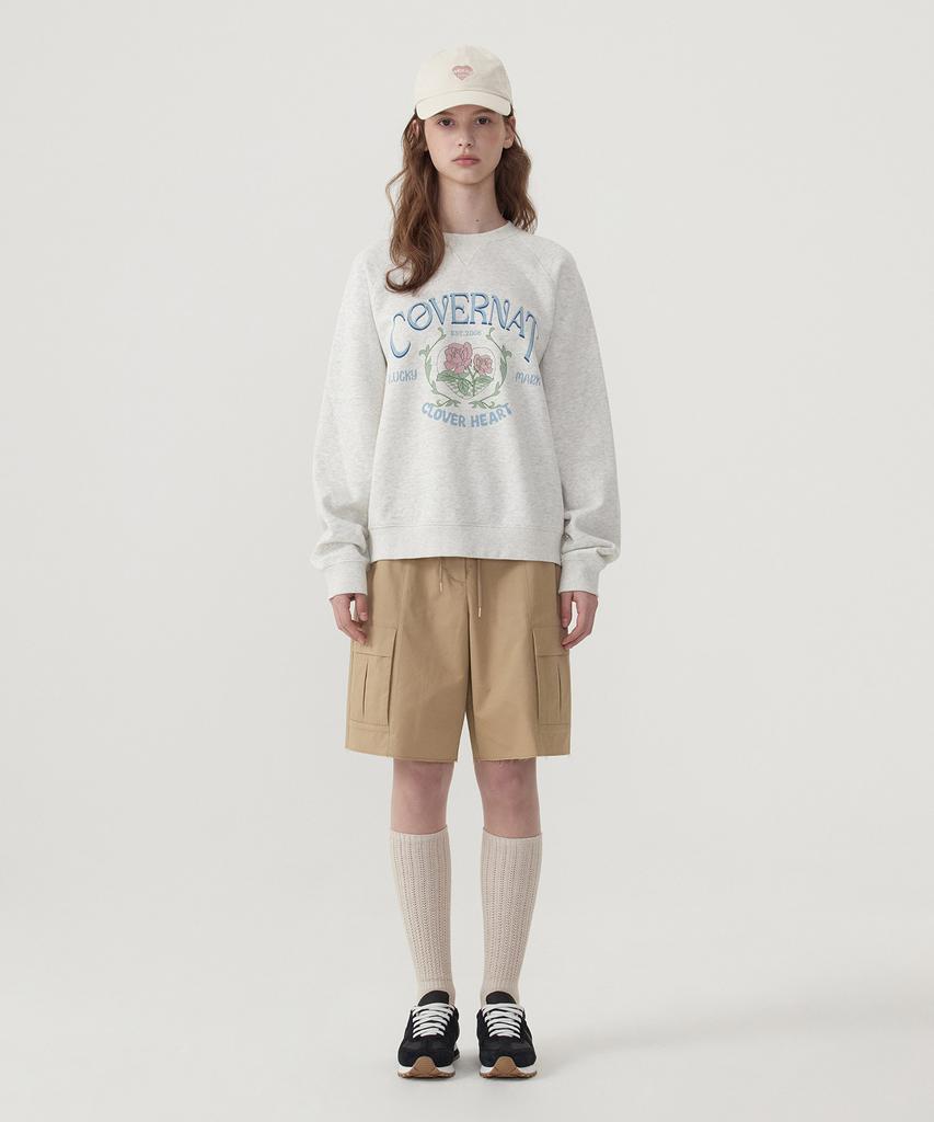 COVERNAT WOMAN Vintage Graphic Sweatshirt Oatmeal