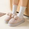 Bow cotton slippers autumn and winter home indoor thickened bottom warm and comfortable plush cotton mop non-slip