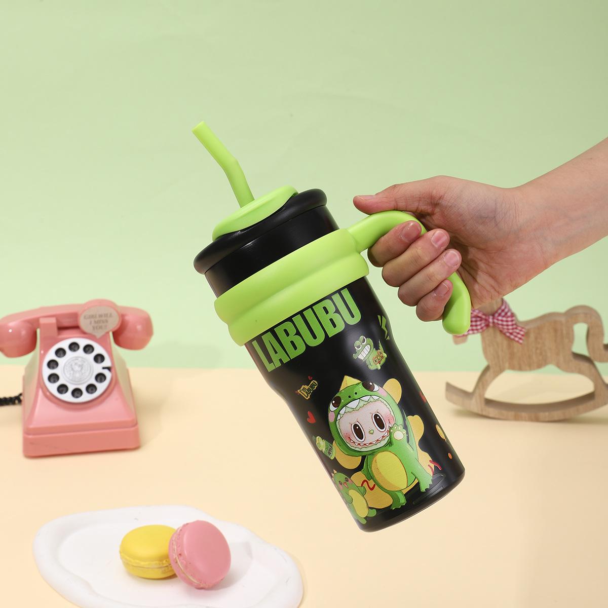 

Large Capacity Straw Thermos Cup 316 Stainless Steel Car Bingba Cup Portable Handle Car Cup 700ml