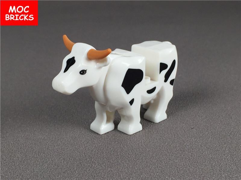 5pcs/lot MOC Bricks Animal Milk Cow Cattle Farm Educational DIY Building Blocks Figure Toys for children Dolls Xmas Gifts