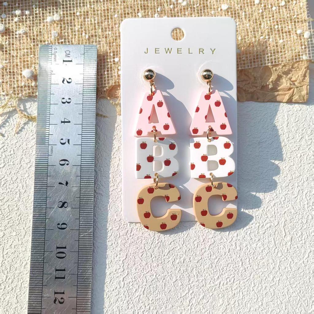 Kolczyki na Dzień Nauczyciela - Serce z Jabłka i Ołówek - Kolorowy Styl Ins