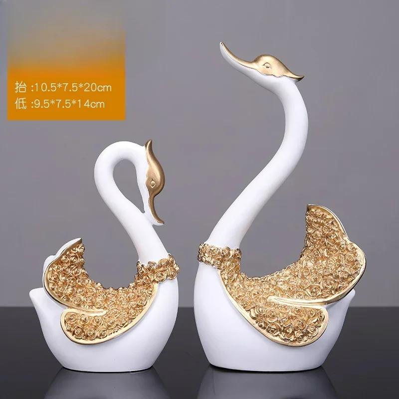 

1 набор современных скандинавских смоляных парных лебедей, украшений для дома, телевизора, винного шкафа, гостиной, памятных подарков