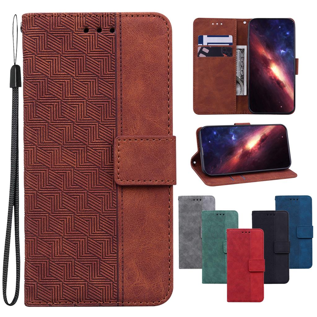 Etui ze skóry z geometrycznym tłoczeniem do iPhone'a 16 14 12 15 Pro Max z podpórką, portfelem, przegródkami na karty, etui na iPhone'a 11 13 7 8 Plus 6 X XR XS SE4