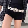 Antique Rivets Studded Waist Belt With Engraved Pattern Buckles PU Leather Pin Buckles Waistband For Women Jeans Pants