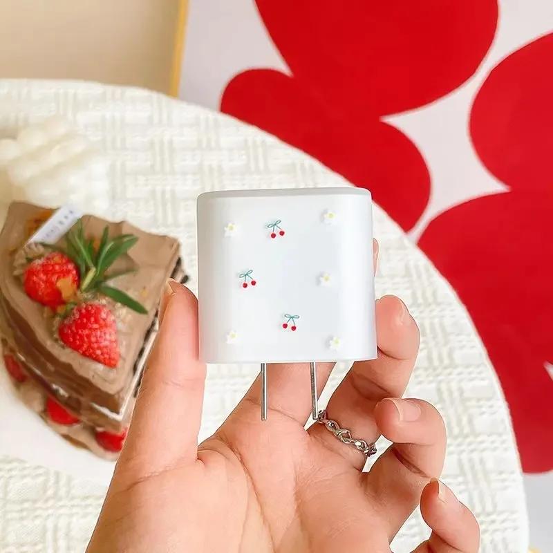 Cherry Frosted Cable Charger Protector Cover For IPad 18W 20W Charger New Data Line Spiral Winder Protective