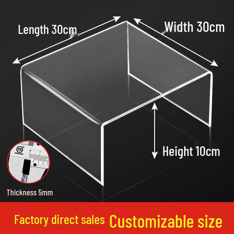 Acrylic U-Shaped Shelf Display Stand with Layered Dividers for Figures, Blind Boxes, Bags, and Cosmetics.