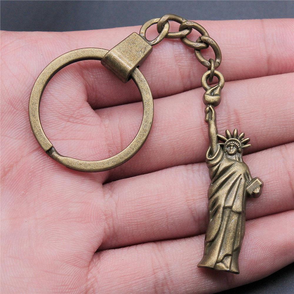 Chiefs Pharaohs Buddha Spiritual Amulet Pendant Antique Bronze Metal Keychain with 30mm Ring for Couples