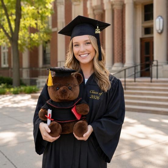 Urso de Pelúcia de Formatura, Animal de Pelúcia Macio, Ursinho Personalizado da Turma de 2026 com Robe Bordado, Lindo Presente de Formatura para Ela ou Ele