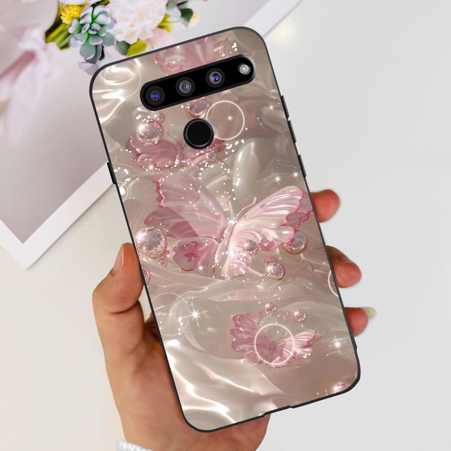 For LG V50 ThinQ 5G Case LM-V500EM Phone Cover Fashion Flower Butterfly Soft Silicone Back Cover For LG V40 V50s Thinq 5G Bumper