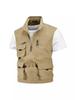 Men's Waterproof Quick-Dry Multi-Pocket Outdoor Photography Vest with Breathable Stand-Up Collar